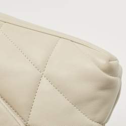 Pre Owned Saint Laurent White Quilted Leather Mini Puffer Toy Flap Bag