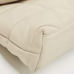 Pre Owned Saint Laurent White Quilted Leather Mini Puffer Toy Flap Bag