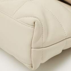 Pre Owned Saint Laurent White Quilted Leather Mini Puffer Toy Flap Bag