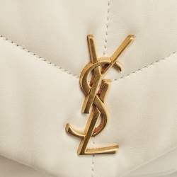Pre Owned Saint Laurent White Quilted Leather Mini Puffer Toy Flap Bag
