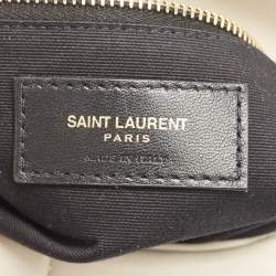 Pre Owned Saint Laurent White Quilted Leather Mini Puffer Toy Flap Bag