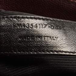 Pre Owned Saint Laurent Burgundy Chevron Leather Classic Monogram Shopping Tote