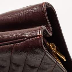 Pre Owned Saint Laurent Burgundy Chevron Leather Classic Monogram Shopping Tote