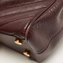 Pre Owned Saint Laurent Burgundy Chevron Leather Classic Monogram Shopping Tote