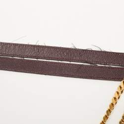 Pre Owned Saint Laurent Burgundy Chevron Leather Classic Monogram Shopping Tote