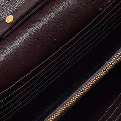 Saint Laurent Burgundy Matelassé Leather Monogram Envelope Wallet on Chain