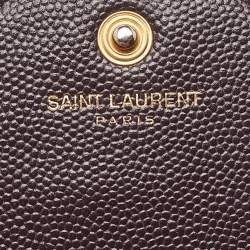Saint Laurent Burgundy Matelassé Leather Monogram Envelope Wallet on Chain