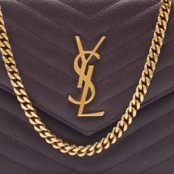Saint Laurent Burgundy Matelassé Leather Monogram Envelope Wallet on Chain