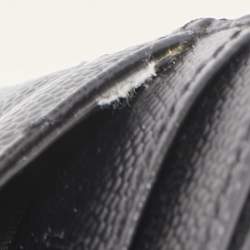 Pre Owned Saint Laurent Black Matelassé Leather Monogram Card Holder