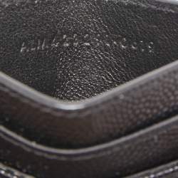 Pre Owned Saint Laurent Black Matelassé Leather Monogram Card Holder