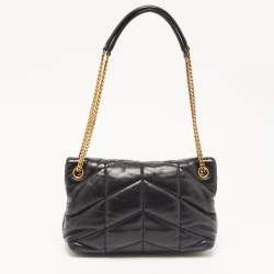 Pre Owned Saint Laurent Black Quilted Leather Small Loulou Puffer Shoulder Bag