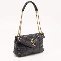 Pre Owned Saint Laurent Black Quilted Leather Small Loulou Puffer Shoulder Bag