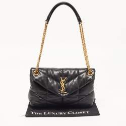 Pre Owned Saint Laurent Black Quilted Leather Small Loulou Puffer Shoulder Bag