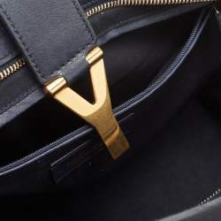 Pre Owned Saint Laurent Navy Blue Leather Large Cabas Chyc Tote