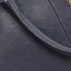 Pre Owned Saint Laurent Navy Blue Leather Large Cabas Chyc Tote