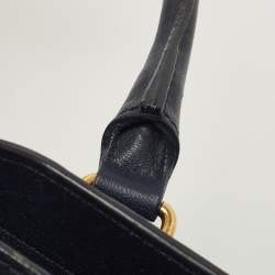 Pre Owned Saint Laurent Navy Blue Leather Large Cabas Chyc Tote