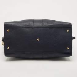 Pre Owned Saint Laurent Navy Blue Leather Large Cabas Chyc Tote