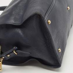 Pre Owned Saint Laurent Navy Blue Leather Large Cabas Chyc Tote