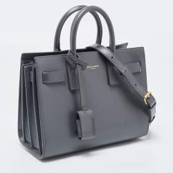 Pre Owned Saint Laurent Grey Leather Nano Classic Sac De Jour Tote