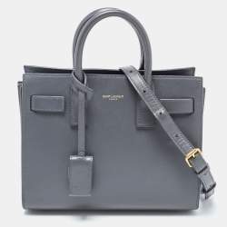 Pre Owned Saint Laurent Grey Leather Nano Classic Sac De Jour Tote