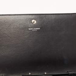 مملوكة مسبقًا حقيبة كلتش سان لوران سو كيت جلد بنقشة التمساح أزرق