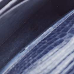 Pre Owned Saint Laurent Navy Blue Croc Embossed Leather Medium Sunset Shoulder Bag