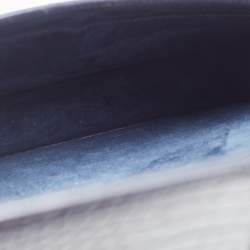 Pre Owned Saint Laurent Navy Blue Croc Embossed Leather Medium Sunset Shoulder Bag