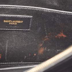 Saint Laurent Black Quilted Satin Monogram Shoulder Bag