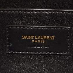 Saint Laurent Black Quilted Satin Monogram Shoulder Bag