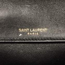 Saint Laurent Black Quilted Satin Monogram Shoulder Bag