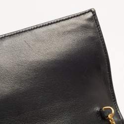 Saint Laurent Black Quilted Satin Monogram Shoulder Bag