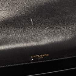 Saint Laurent Black Quilted Satin Monogram Shoulder Bag