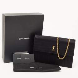 Saint Laurent Black Quilted Satin Monogram Shoulder Bag
