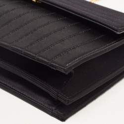 Saint Laurent Black Quilted Satin Monogram Shoulder Bag