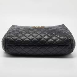 Pre Owned Saint Laurent Black Quilted Leather Maxi Icare Shopping Tote
