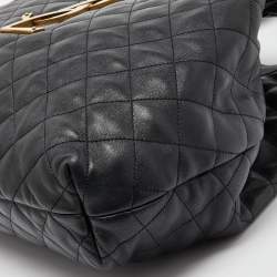 Pre Owned Saint Laurent Black Quilted Leather Maxi Icare Shopping Tote