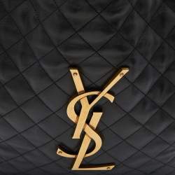 Pre Owned Saint Laurent Black Quilted Leather Maxi Icare Shopping Tote