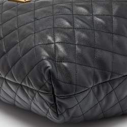 Pre Owned Saint Laurent Black Quilted Leather Maxi Icare Shopping Tote