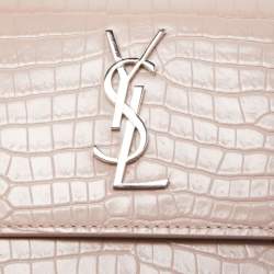 Saint Laurent Lilac Croc Embossed Leather Sunset Wallet On Chain