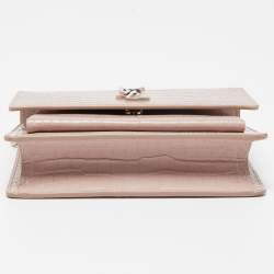 Saint Laurent Lilac Croc Embossed Leather Sunset Wallet On Chain