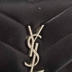 Pre Owned Saint Laurent Black Matelassé Leather Toy Loulou Crossbody Bag