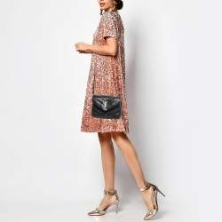 Pre Owned Saint Laurent Black Matelassé Leather Toy Loulou Crossbody Bag