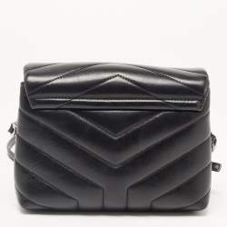 Pre Owned Saint Laurent Black Matelassé Leather Toy Loulou Crossbody Bag