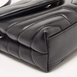 Pre Owned Saint Laurent Black Matelassé Leather Toy Loulou Crossbody Bag