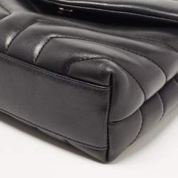 Pre Owned Saint Laurent Black Matelassé Leather Toy Loulou Crossbody Bag