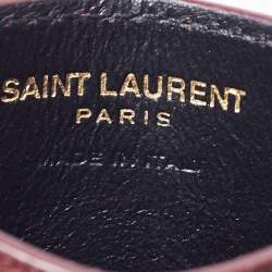 Pre Owned Saint Laurent Burgundy Matelasse Leather Monogram Card Holder