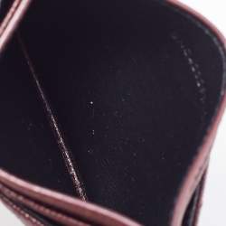 Pre Owned Saint Laurent Burgundy Matelasse Leather Monogram Card Holder