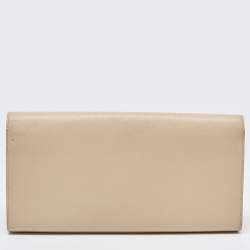 Pre Owned Saint Laurent Beige Leather Cassandra Flap Clutch 