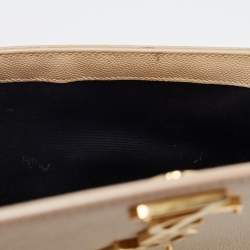 Pre Owned Saint Laurent Beige Leather Cassandra Flap Clutch 