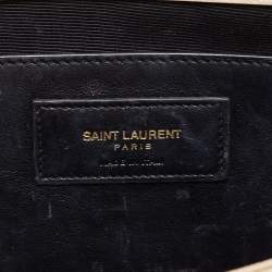 Pre Owned Saint Laurent Beige Leather Cassandra Flap Clutch 